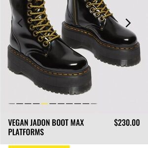 Dr. Martens Black Chunky Platform Boots with Thick Sole and Yellow Laces